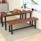40 Inch Dining Bench 2 Person Entryway Shoe Bench With Metal Frame-40 Inches